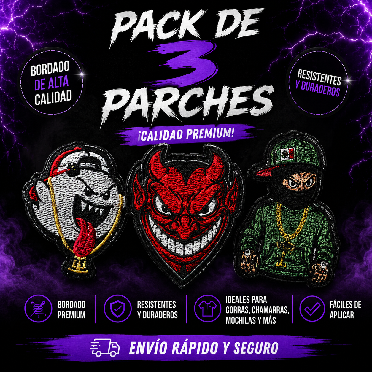 Pack 3 parches a escoger termoadheribles